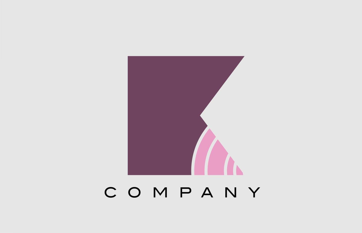 geometric K alphabet letter logo icon design. Creative template for company and business in color pink vector