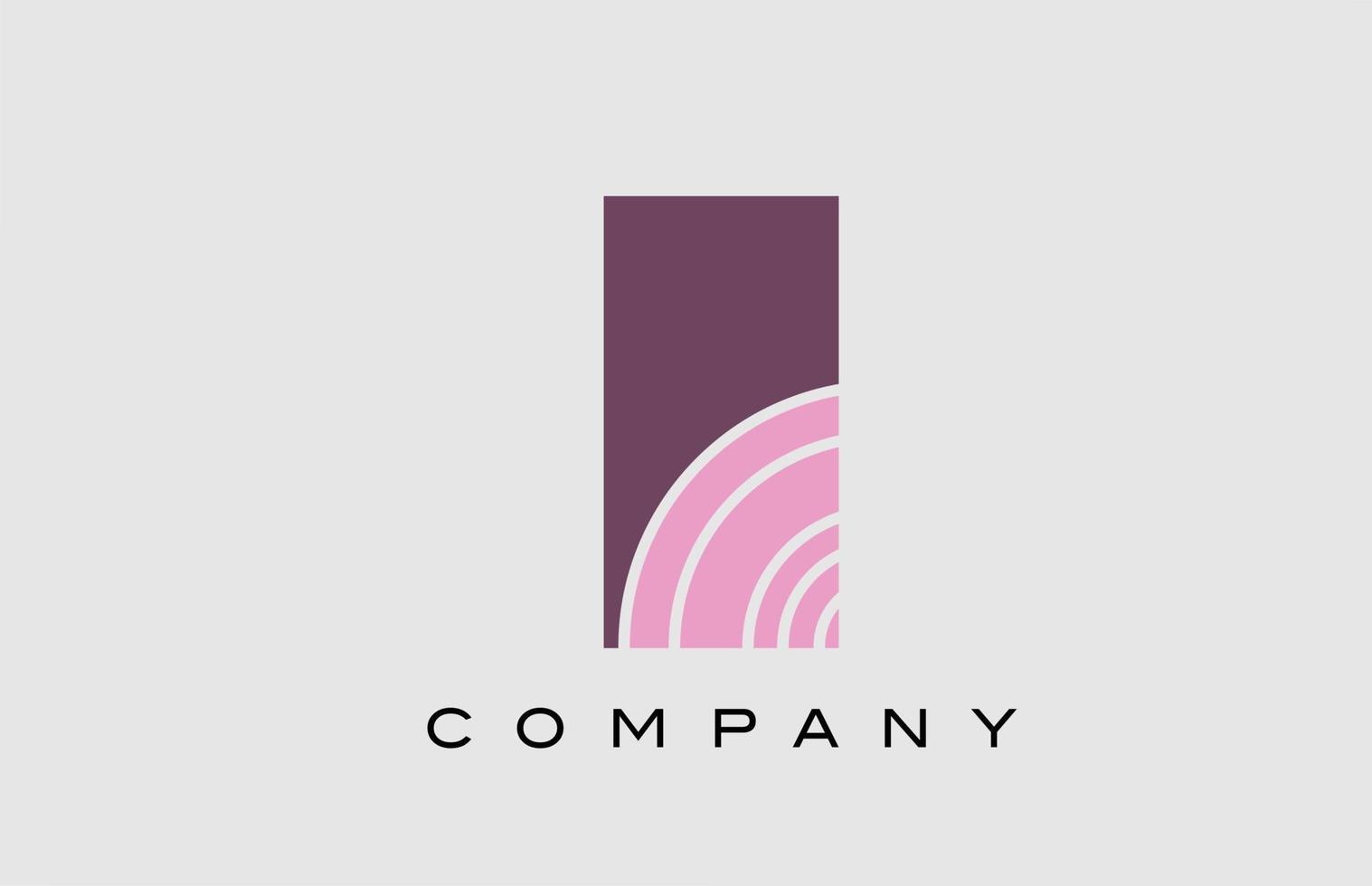 diseño geométrico del icono del logotipo de la letra del alfabeto i. plantilla creativa para empresa y negocio en color rosa vector