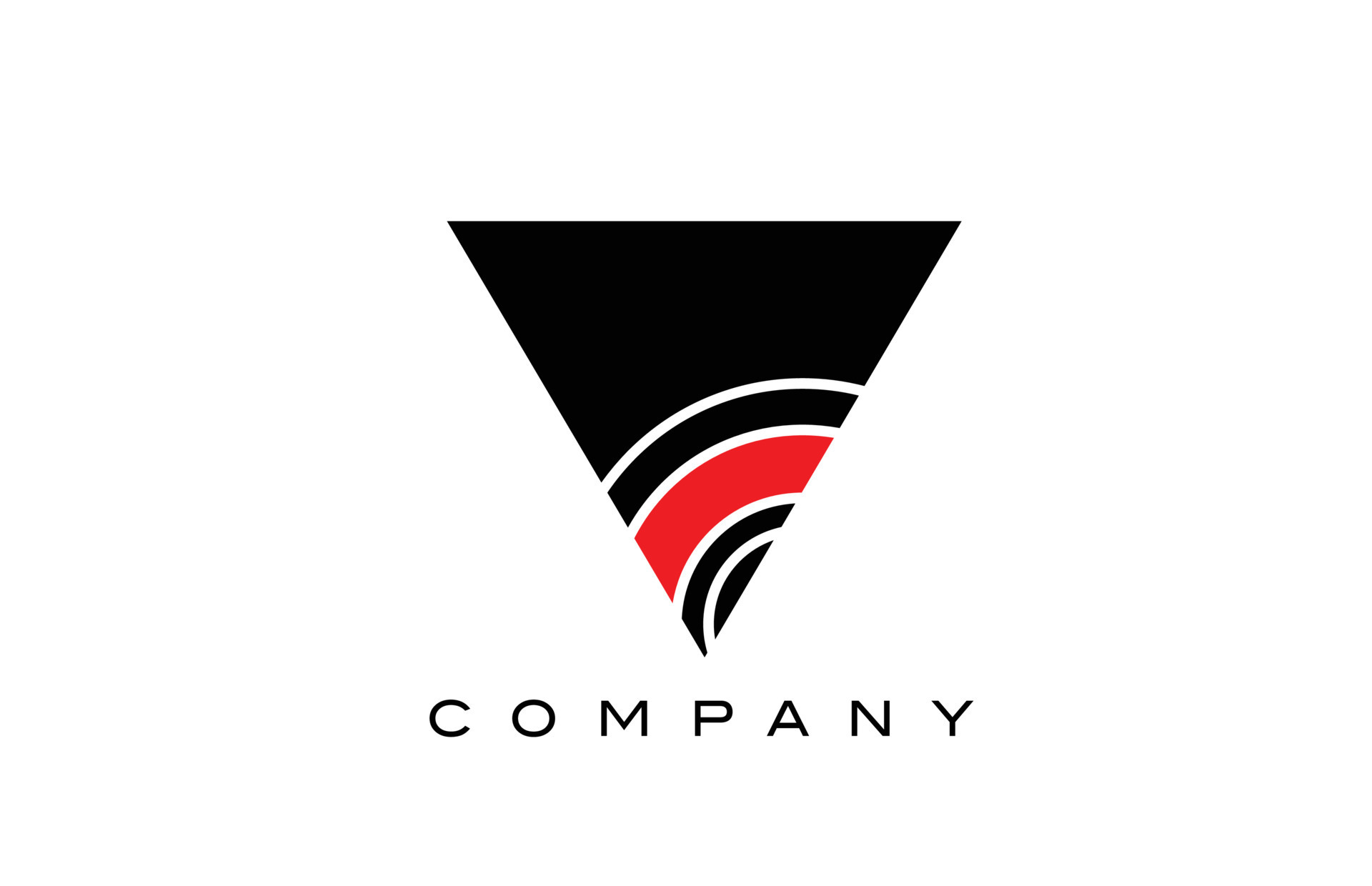 V black and red geometric alphabet letter logo icon design. Creative