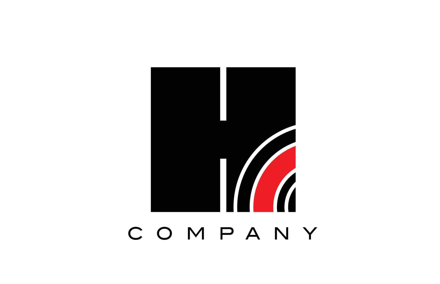 H black and red geometric alphabet letter logo icon design. Creative template for business and company vector
