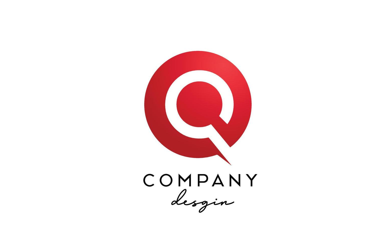 red Q alphabet letter logo icon with circle design. Creative template for company and business vector