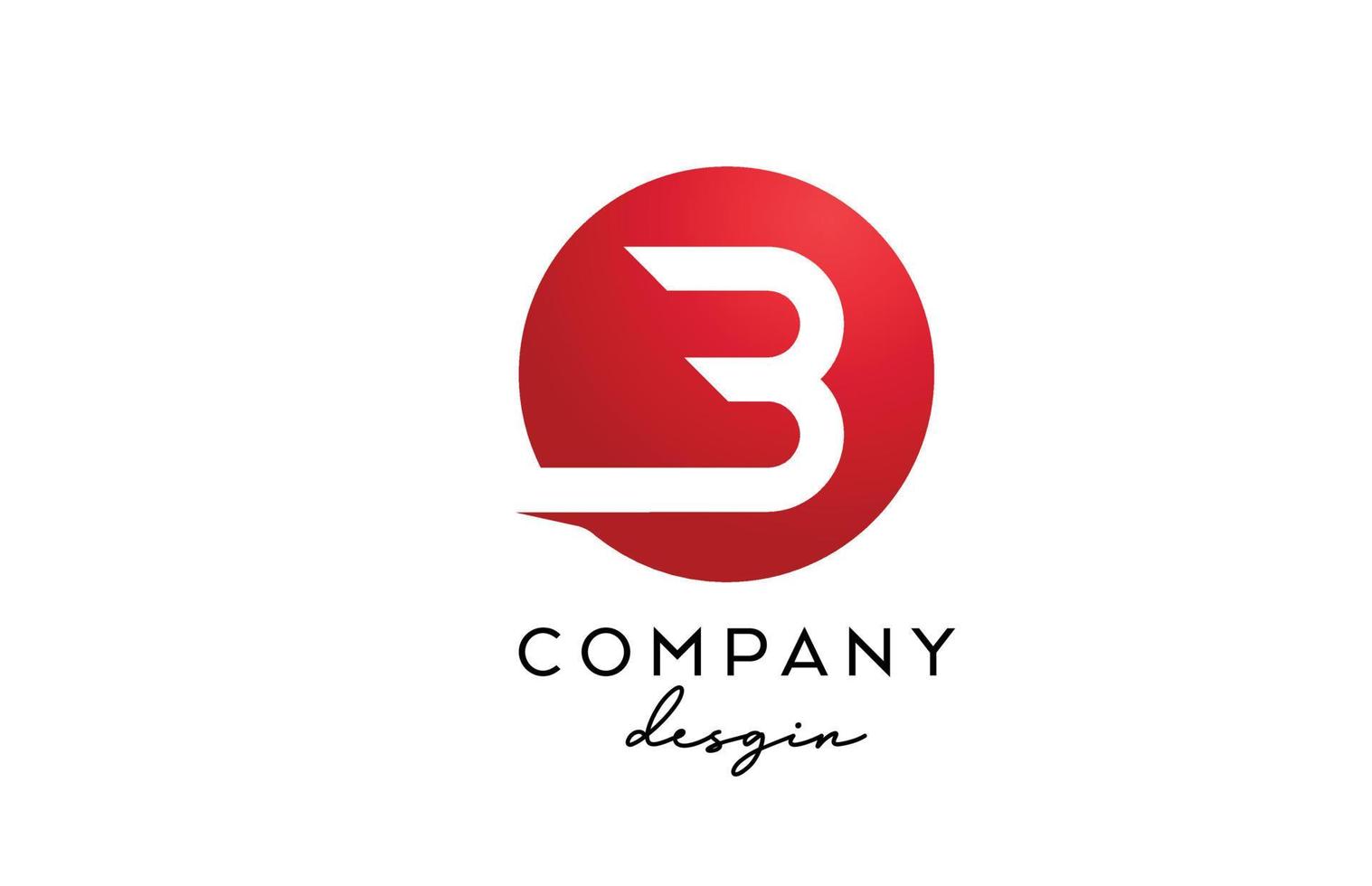 red B alphabet letter logo icon with circle design. Creative template for company and business vector