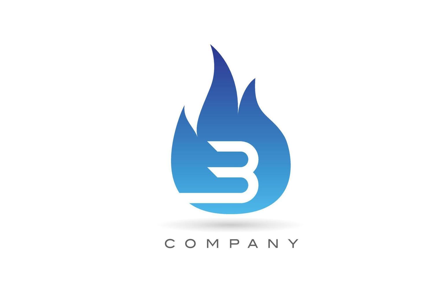 B blue fire flames alphabet letter logo design. Creative icon template for company and business vector