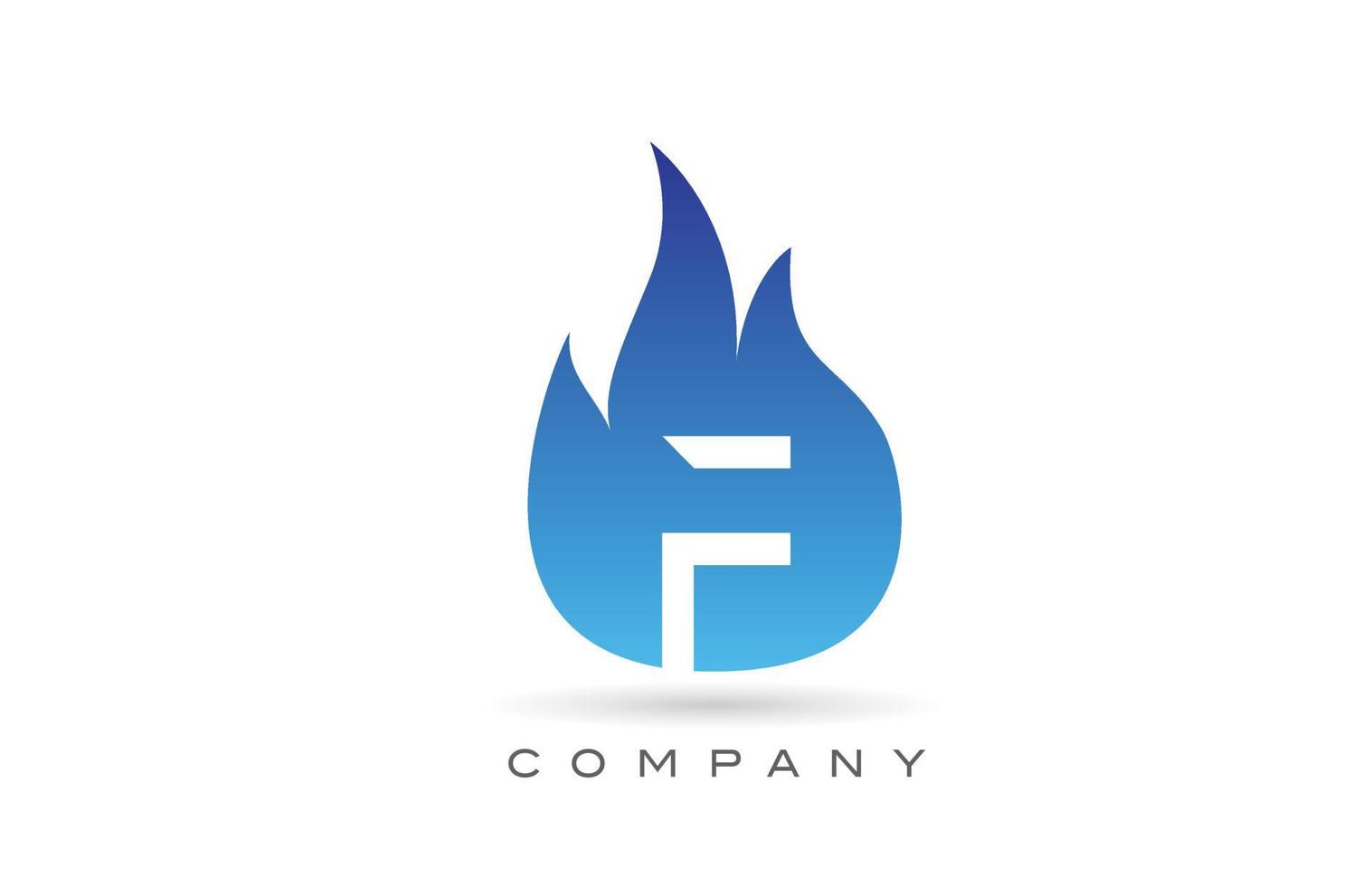 f diseño del logotipo de la letra del alfabeto de llamas de fuego azul. plantilla de icono creativo para empresa y negocio vector