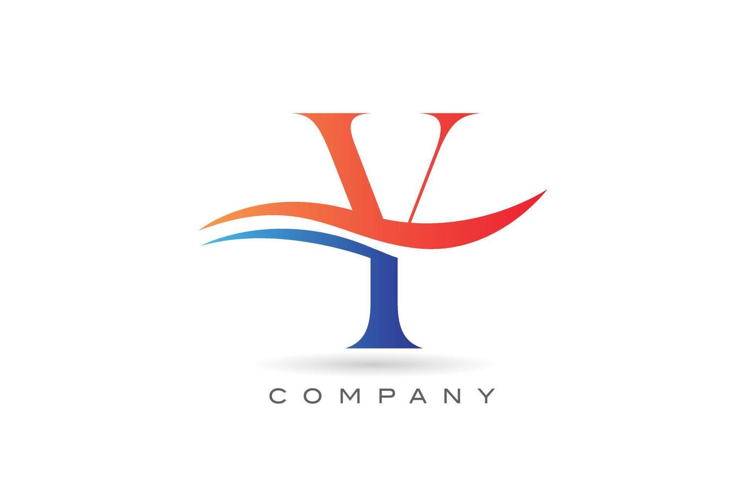 orange blue Y alphabet letter logo design with swoosh. Creative icon template for company vector