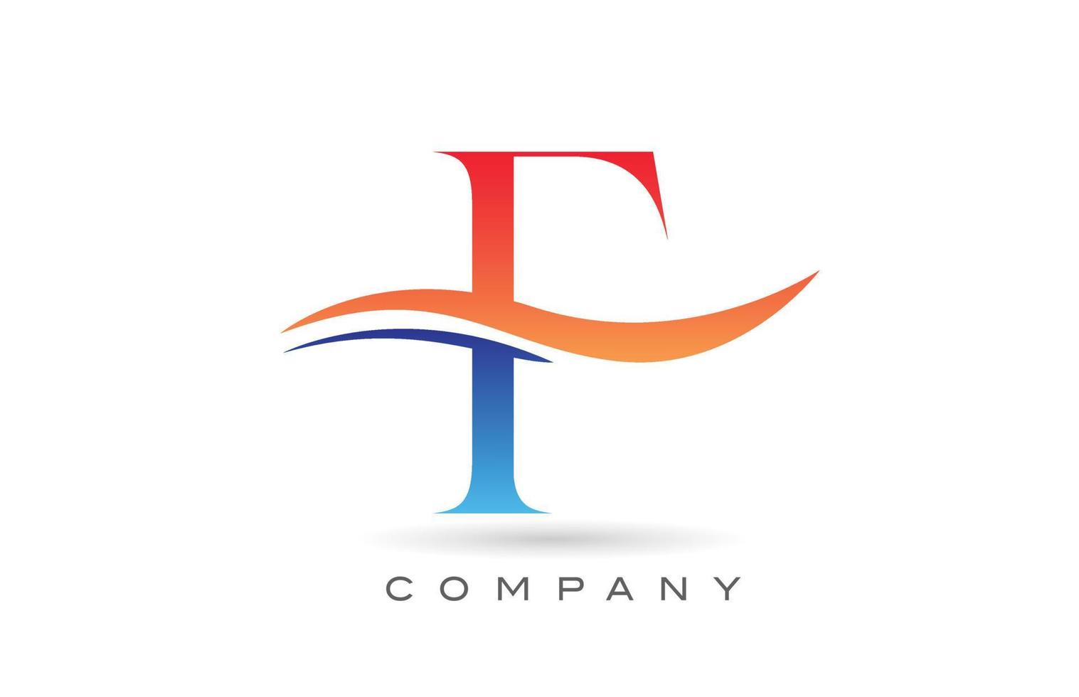 orange blue F alphabet letter logo design with swoosh. Creative icon template for company vector