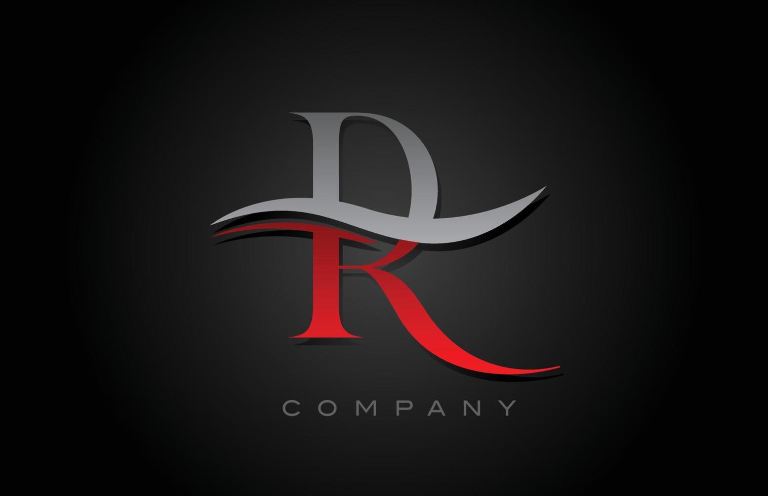 red and grey R alphabet letter logo design. Creative icon template for company and business vector