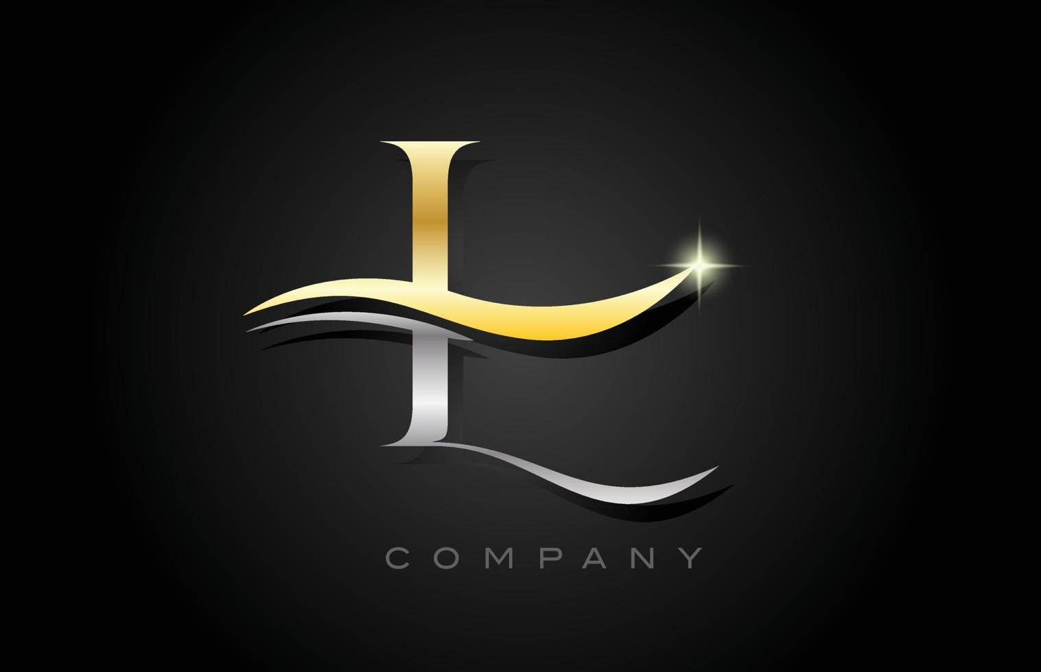 diseño del logotipo de la letra del alfabeto l gris dorado. plantilla de icono creativo para negocios y empresas vector