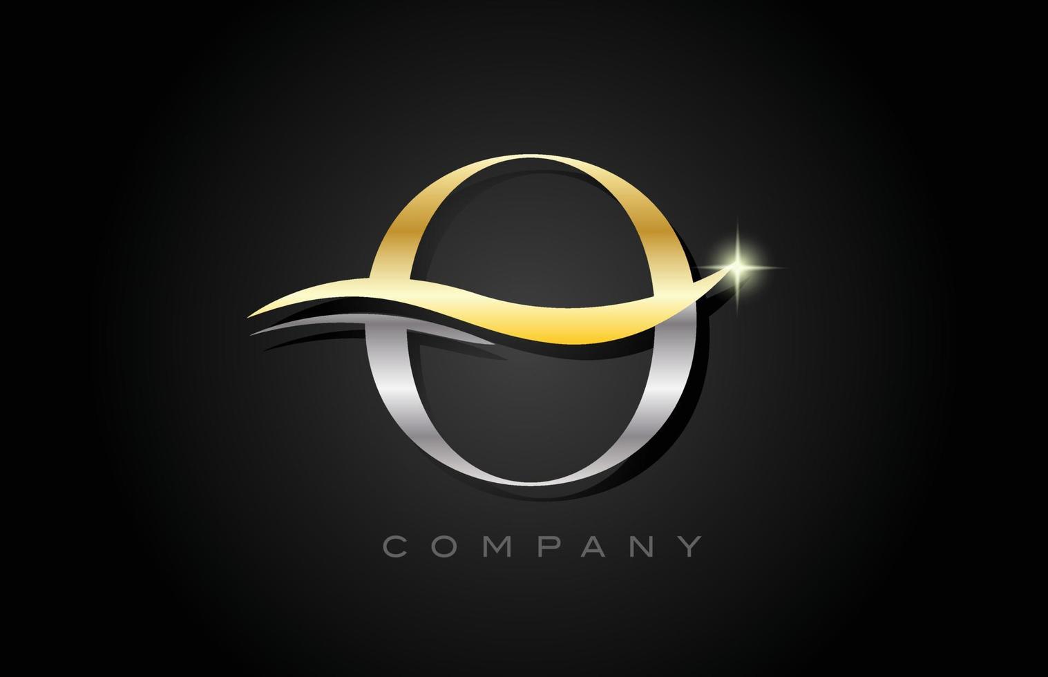 diseño del logotipo de la letra del alfabeto gris dorado o. plantilla de icono creativo para negocios y empresas vector