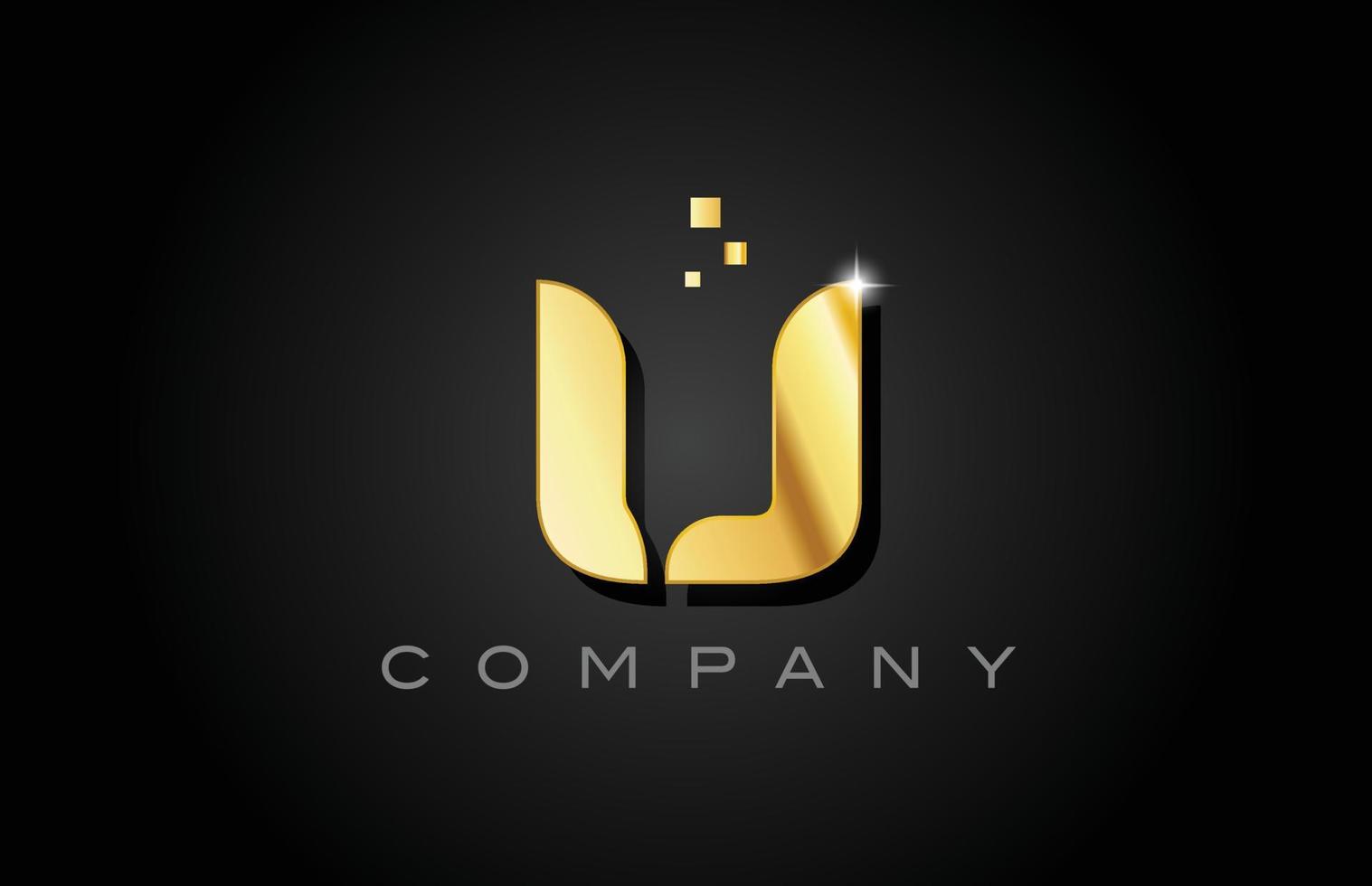 Diseño de icono de logotipo de letra del alfabeto u de metal dorado. plantilla creativa para empresa con puntos vector