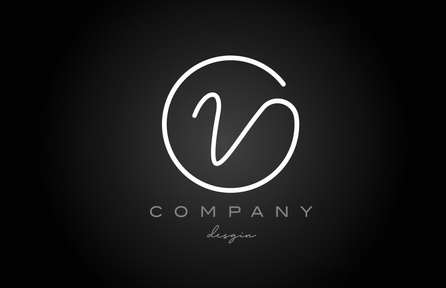 diseño de icono de logotipo de letra del alfabeto v en blanco y negro. plantilla creativa manuscrita para empresa y negocio vector