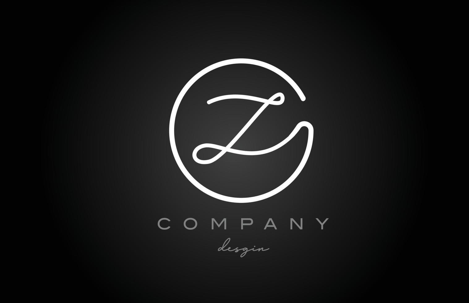 black and white Z alphabet letter logo icon design. Handwritten creative template for company and business vector