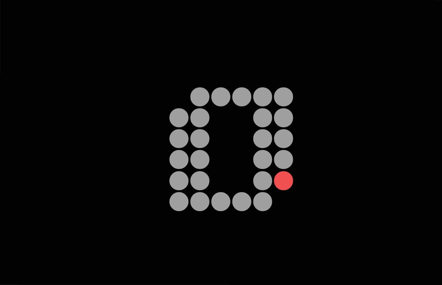 O dotted red grey alphabet letter icon logo design. Creative template for business and company with dot vector