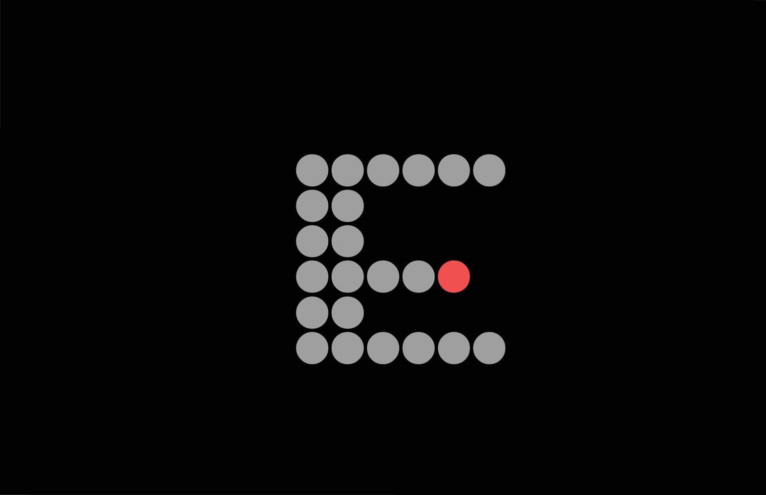 Diseño del logotipo del icono de la letra del alfabeto gris rojo punteado e. plantilla creativa para negocios y empresas con punto vector