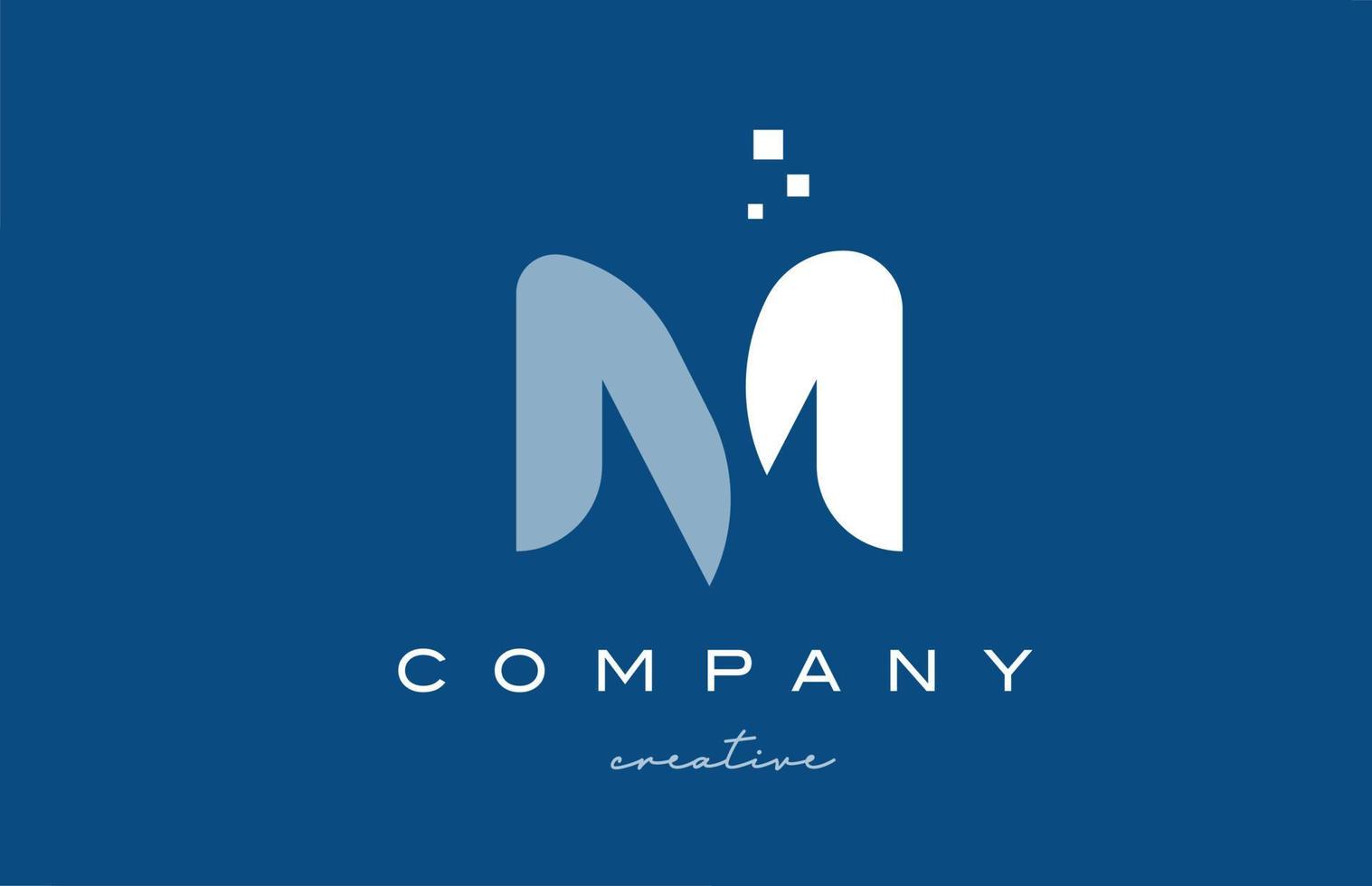 M alphabet letter logo icon design. Blue white creative template for business and company vector