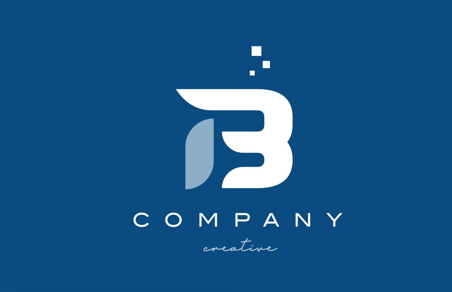 B alphabet letter logo icon design. Blue white creative template for business and company vector