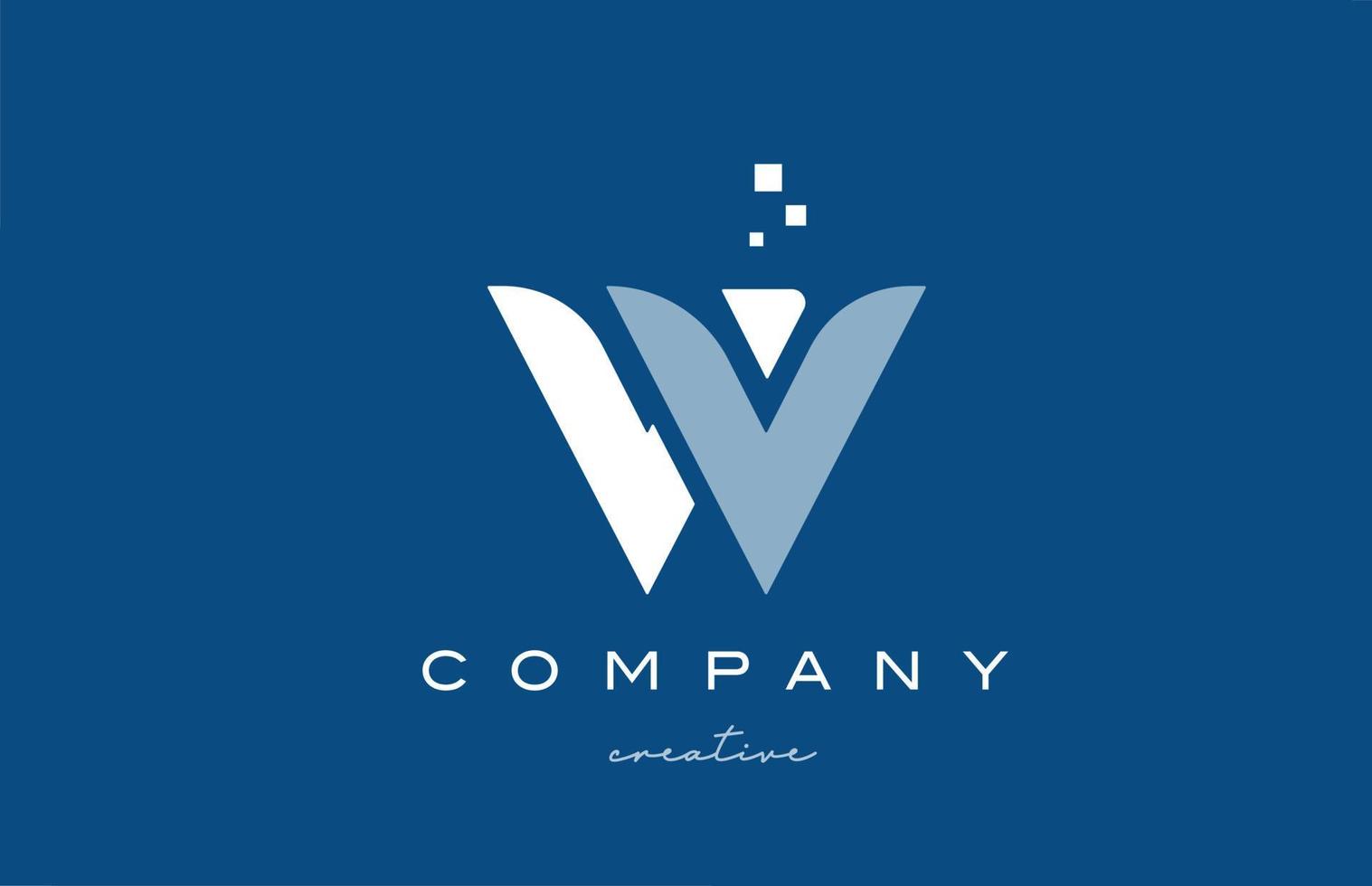 w diseño de icono de logotipo de letra del alfabeto. plantilla creativa azul blanca para negocios y empresas vector