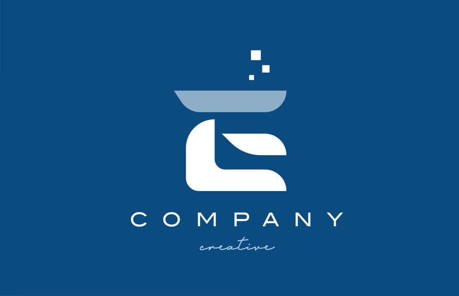 Diseño del icono del logotipo de la letra del alfabeto e. plantilla creativa azul blanca para negocios y empresas vector