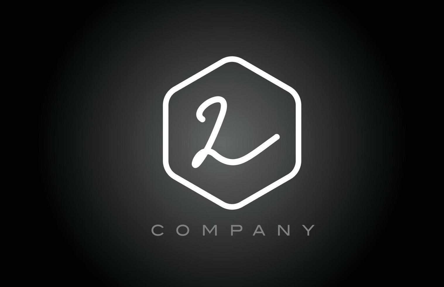 hexagon black and white L alphabet letter logo icon design. Creative template for company and business vector