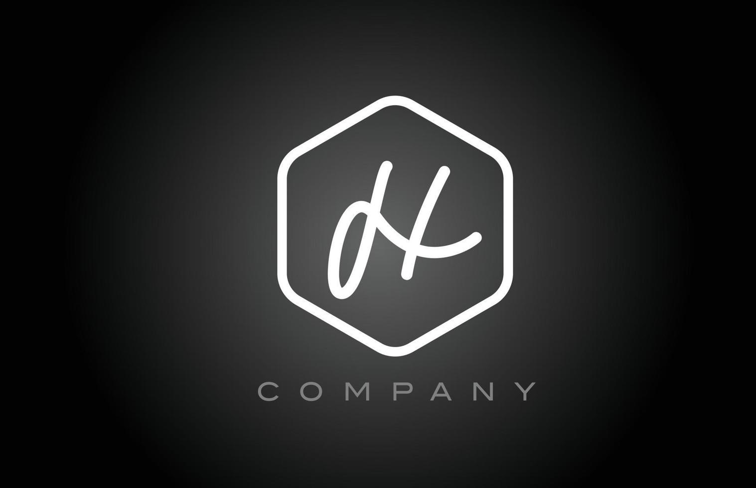 hexagon black and white H alphabet letter logo icon design. Creative template for company and business vector