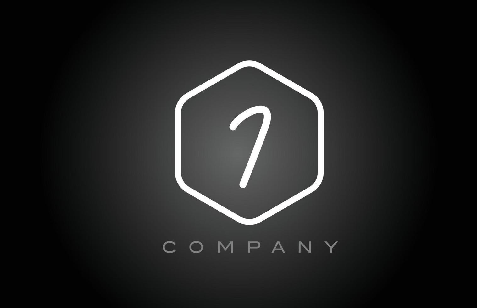 Hexágono blanco y negro i diseño de icono de logotipo de letra del alfabeto. plantilla creativa para empresa y negocio vector