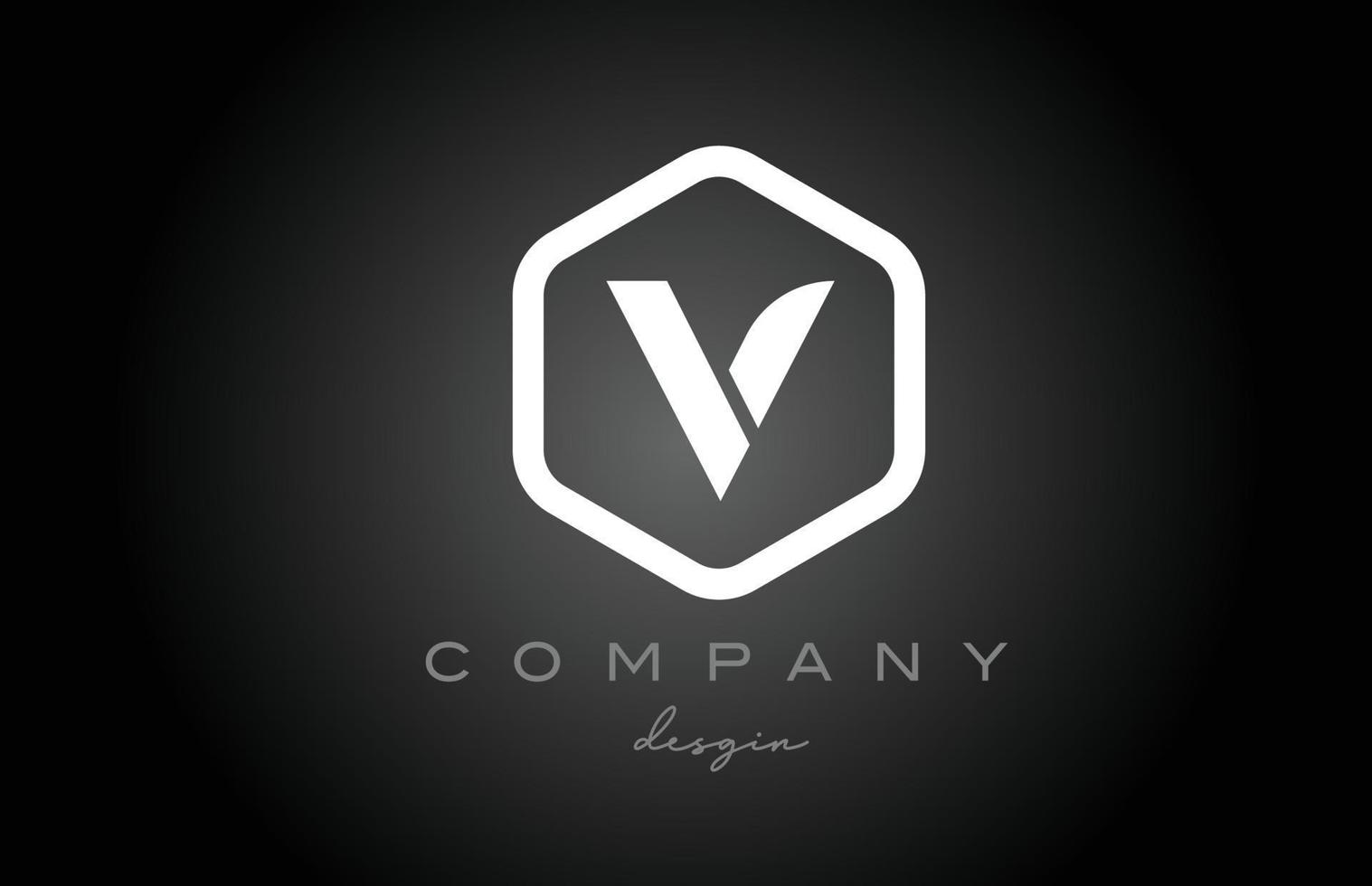 v negro blanco hexágono alfabeto letra logo icono diseño. plantilla creativa para negocios y empresas. vector