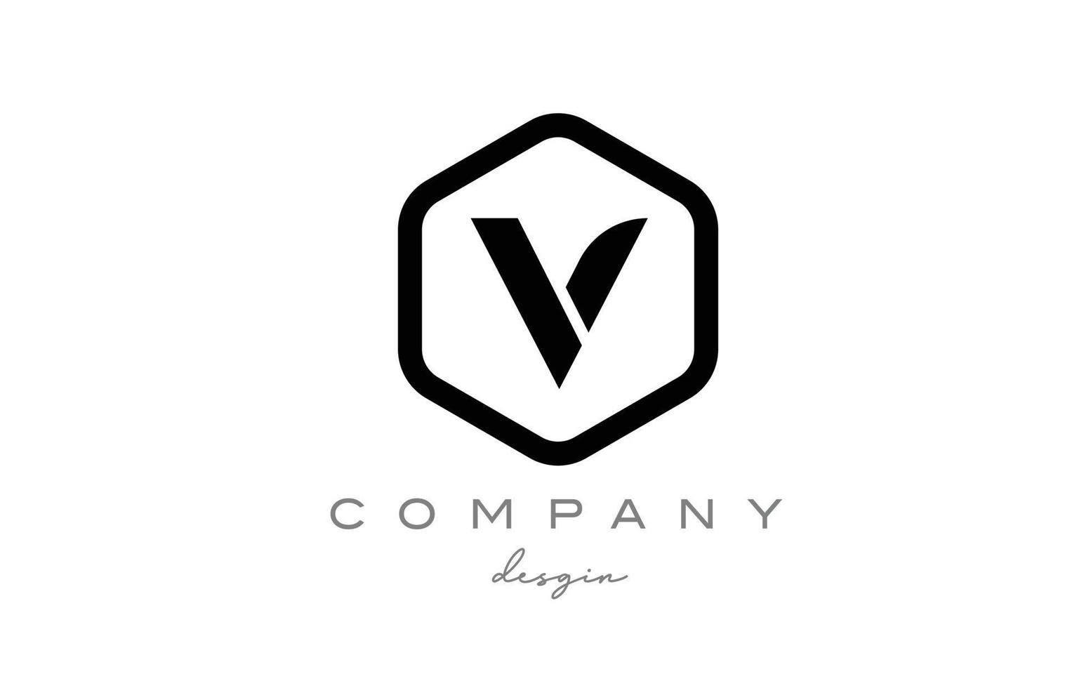 diseño de icono de logotipo de letra de alfabeto v en blanco y negro con hexágono. plantilla creativa para negocios y empresas. vector