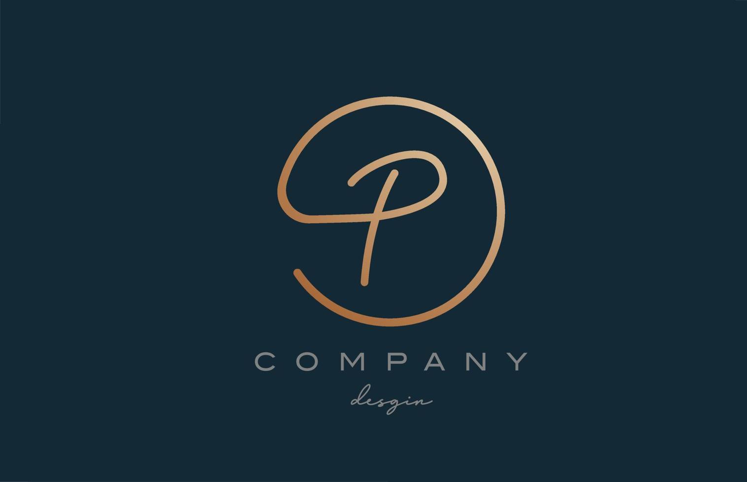 brown joined P alphabet letter logo icon design. Handwritten connected creative template for company and business vector