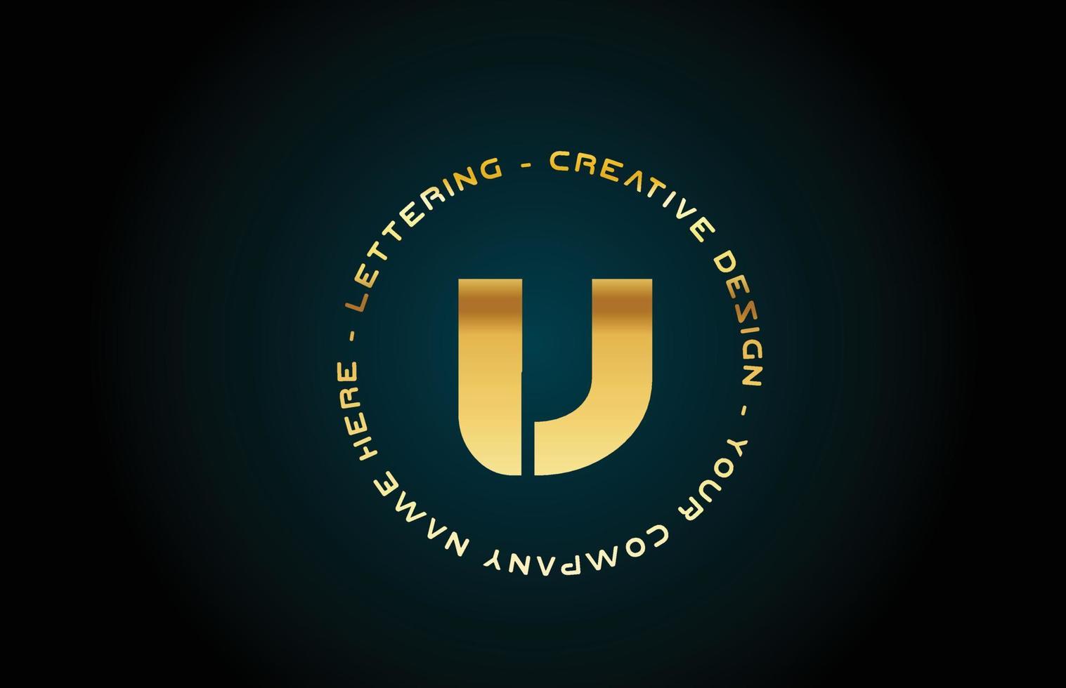 gold V alphabet letter logo icon design with text. Golden creative template for business and company with circle vector