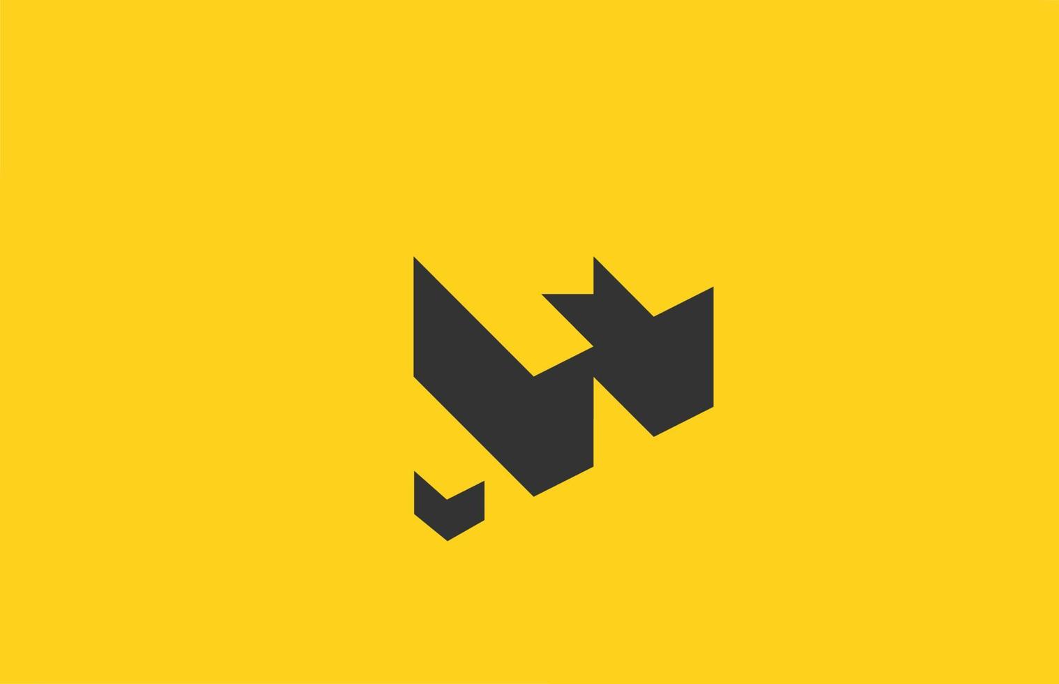 logotipo de icono de letra del alfabeto m negro amarillo con diseño de sombra. plantilla creativa para empresa y negocio vector