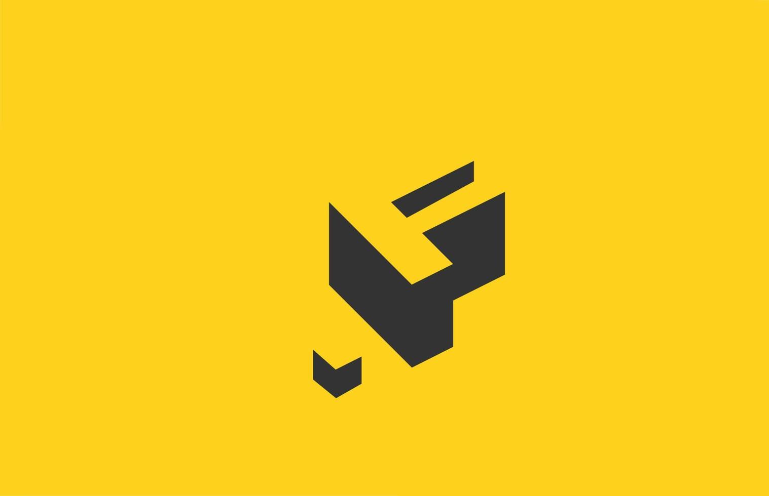 logotipo de icono de letra del alfabeto f negro amarillo con diseño de sombra. plantilla creativa para empresa y negocio vector