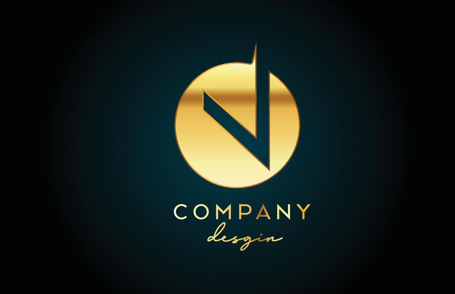 Gold N alphabet letter logo icon with circle design. Golden creative template for business and company vector