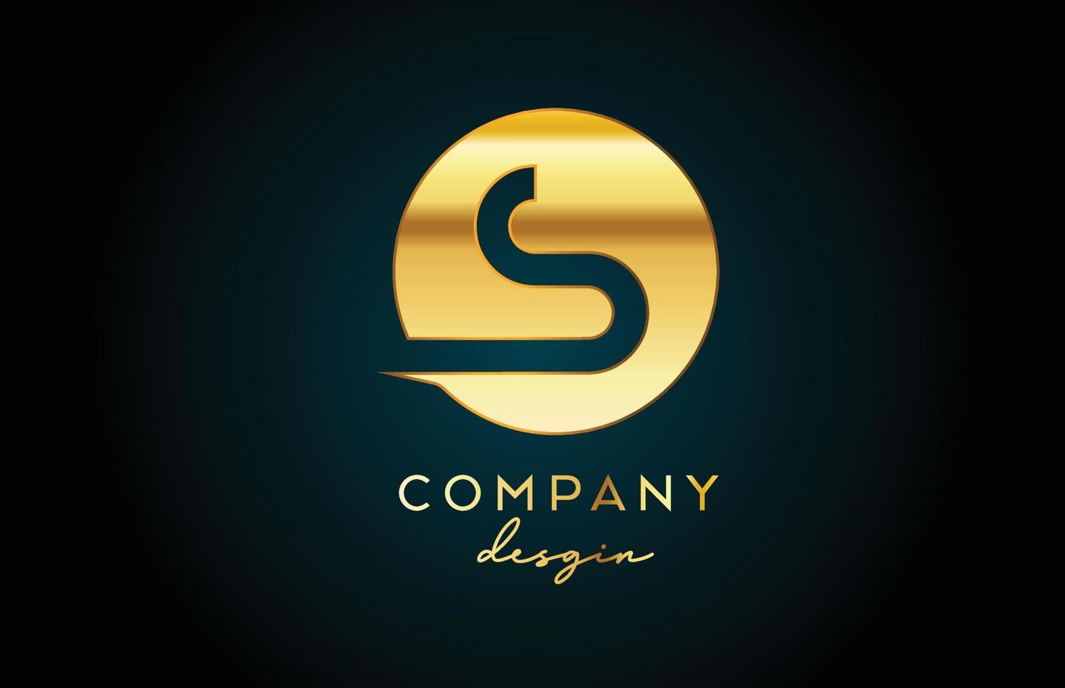 Gold S alphabet letter logo icon with circle design. Golden creative template for business and company vector