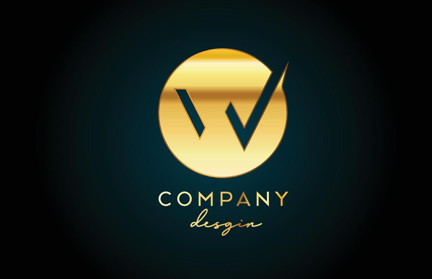 Gold W alphabet letter logo icon with circle design. Golden creative template for business and company vector