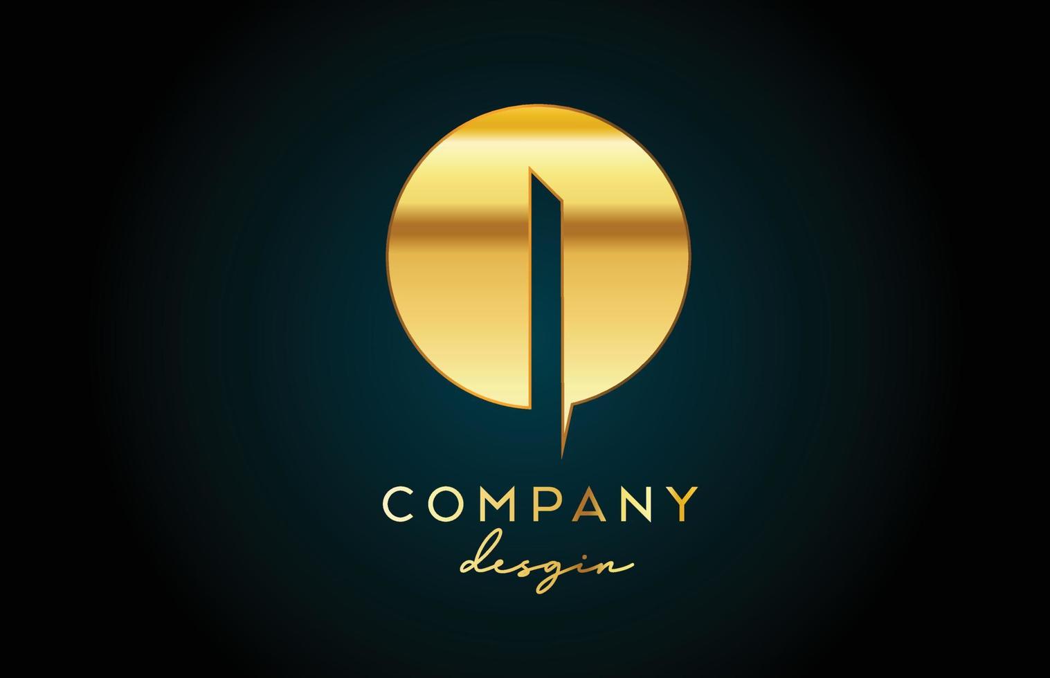 icono del logotipo de la letra del alfabeto dorado i con diseño de círculo. plantilla creativa dorada para negocios y empresas vector