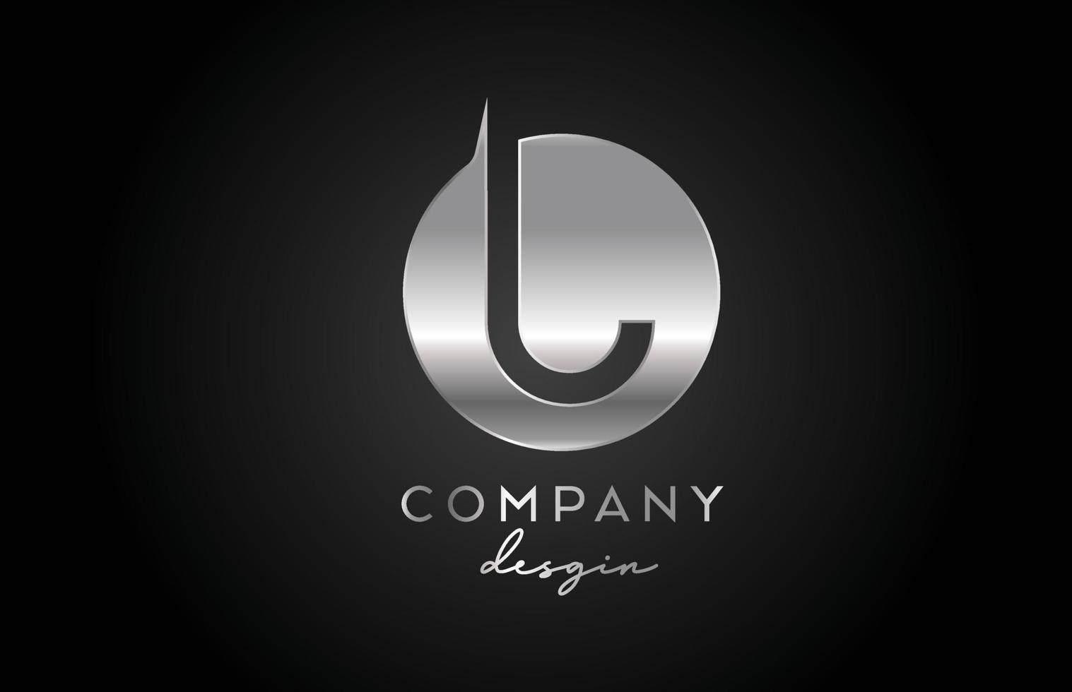 U silver grey alphabet letter logo icon with circle design. Metal creative template for company and business vector
