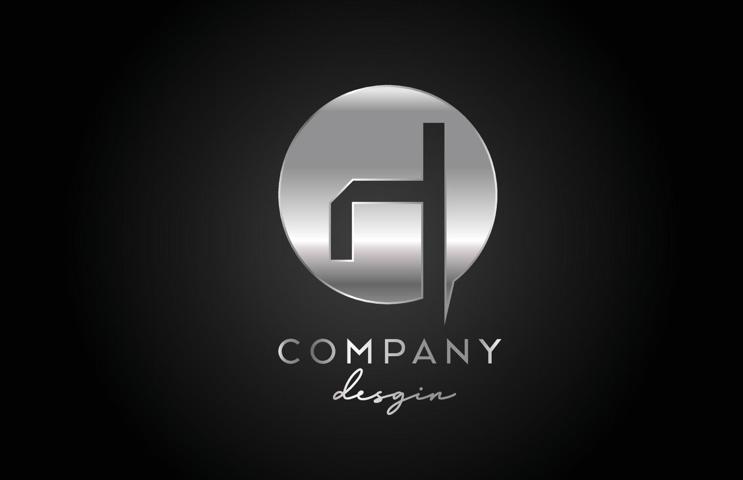 H silver grey alphabet letter logo icon with circle design. Metal creative template for company and business vector