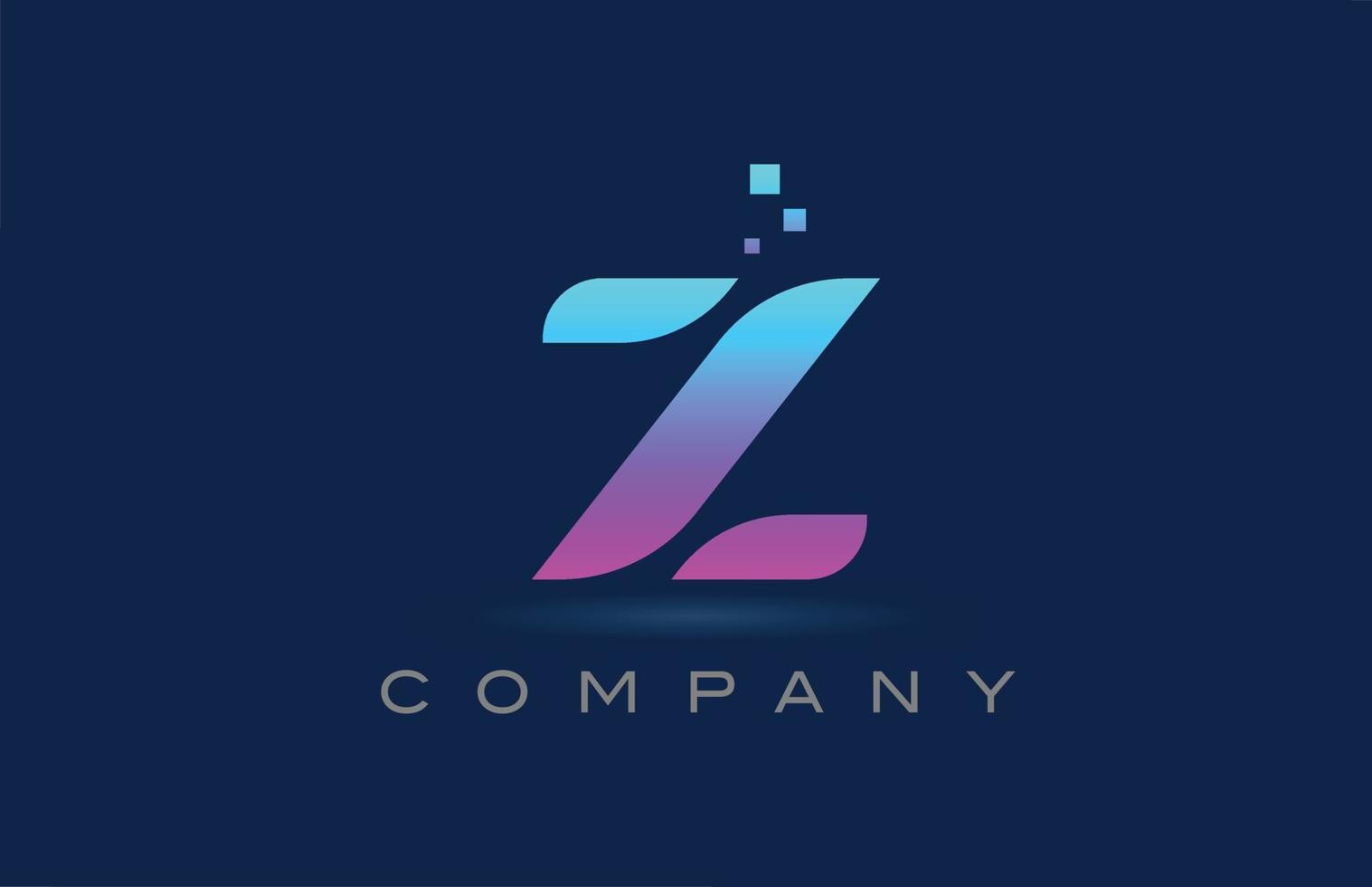 pink blue Z alphabet letter logo icon design. Creative template for business and company with dots vector
