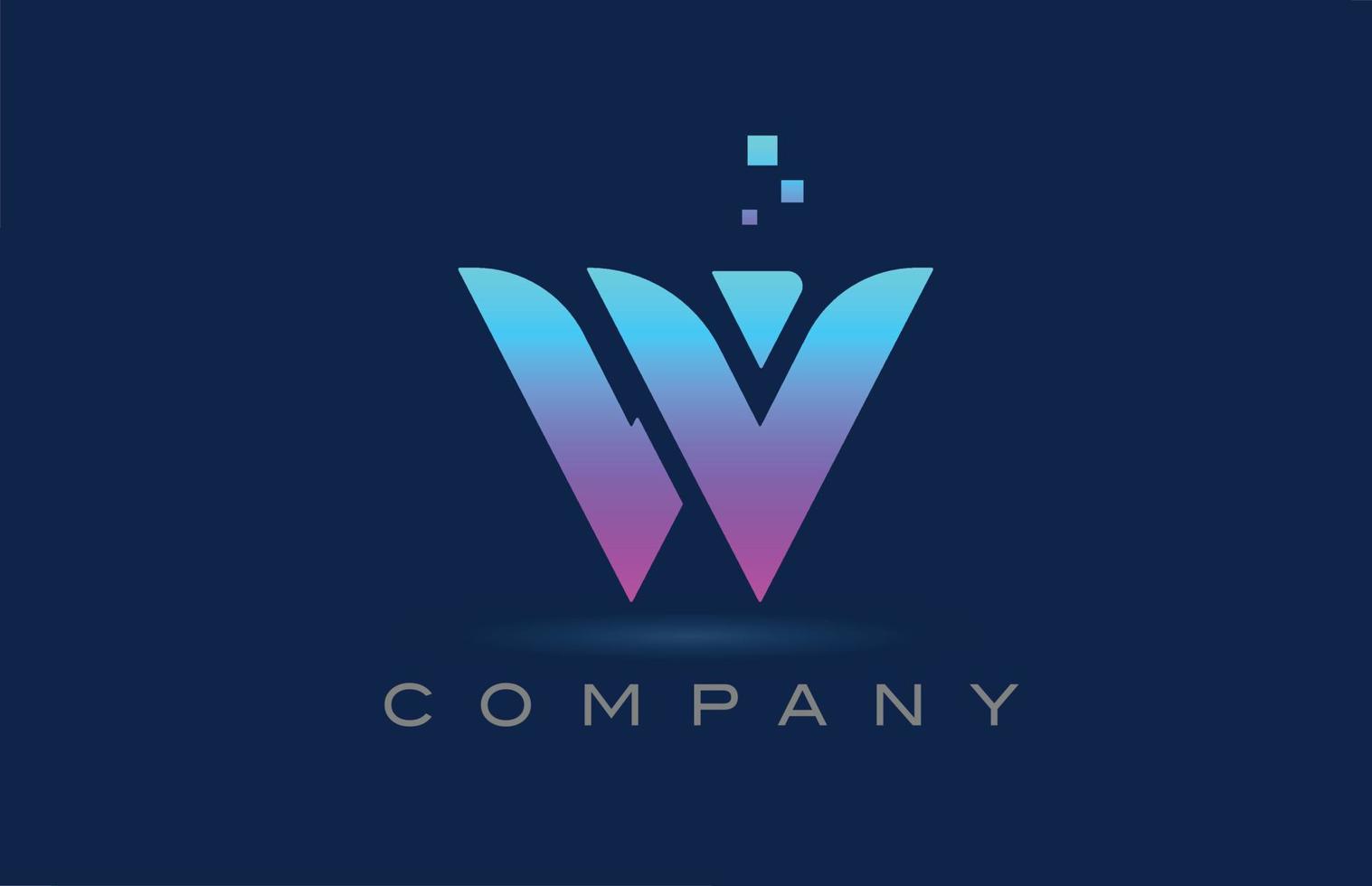 rosa azul w alfabeto letra logo icono diseño. plantilla creativa para negocios y empresas con puntos vector