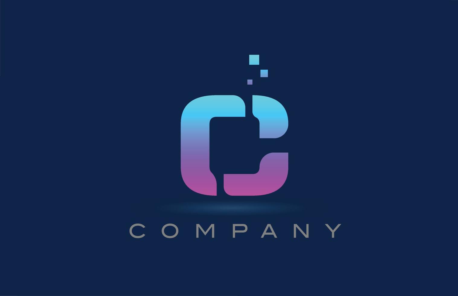 pink blue C alphabet letter logo icon design. Creative template for business and company with dots vector