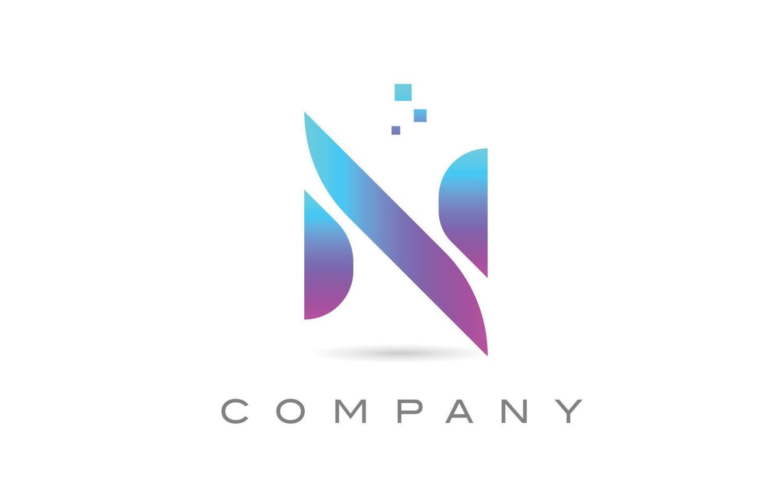 pink N alphabet icon letter logo design. Creative template for business with dots vector