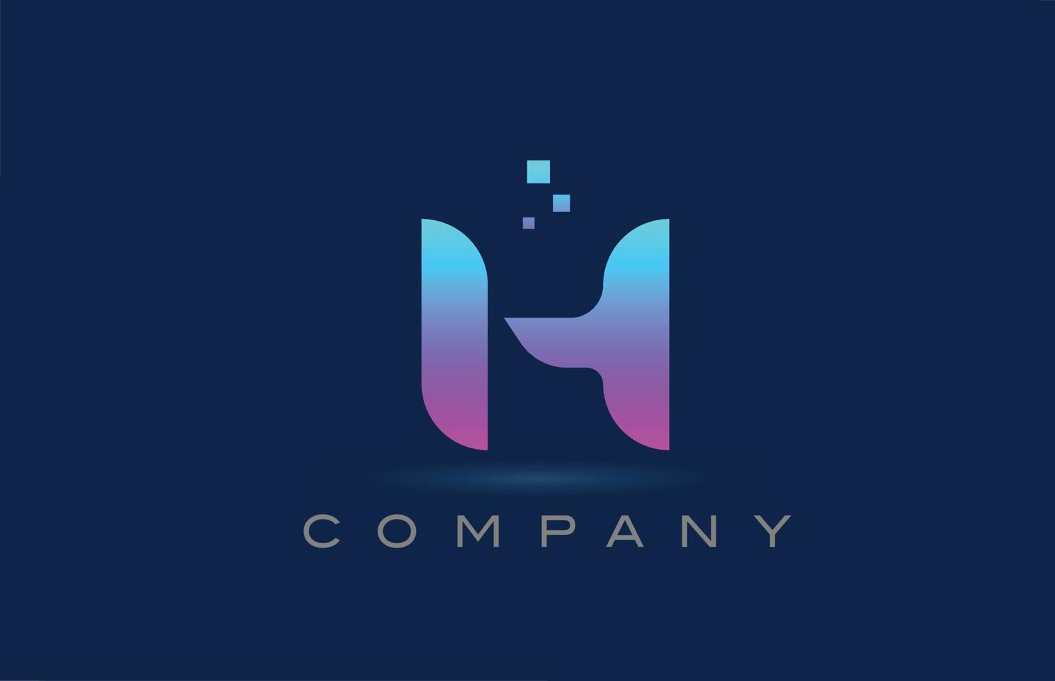 pink blue H alphabet letter logo icon design. Creative template for business and company with dots vector