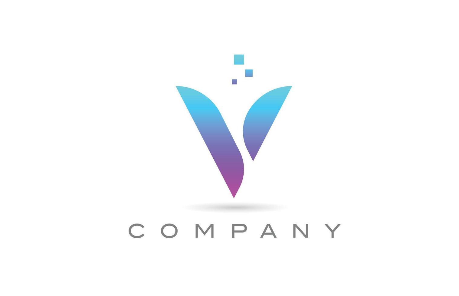 Diseño de logotipo de letra de icono de alfabeto v rosa. plantilla creativa para negocios con puntos vector