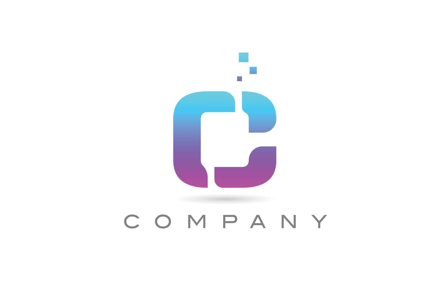 pink C alphabet icon letter logo design. Creative template for business with dots vector