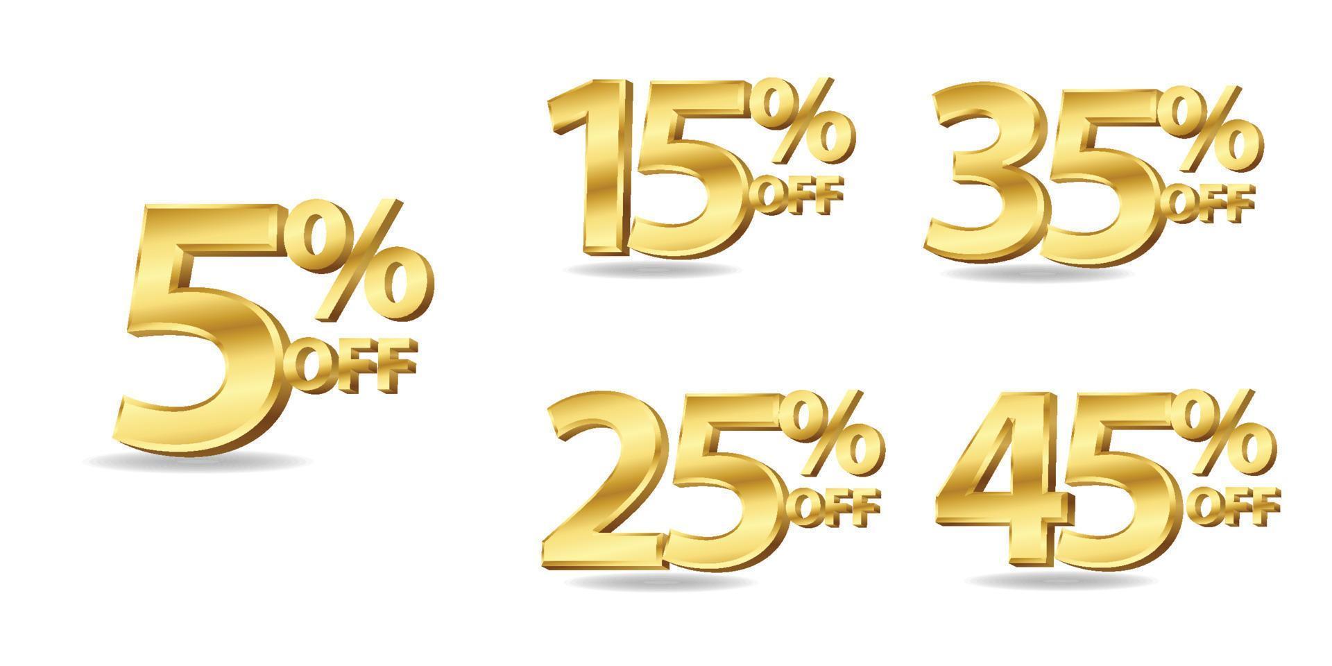 Collection of shiny gold discount numbers advertising Premium Vector