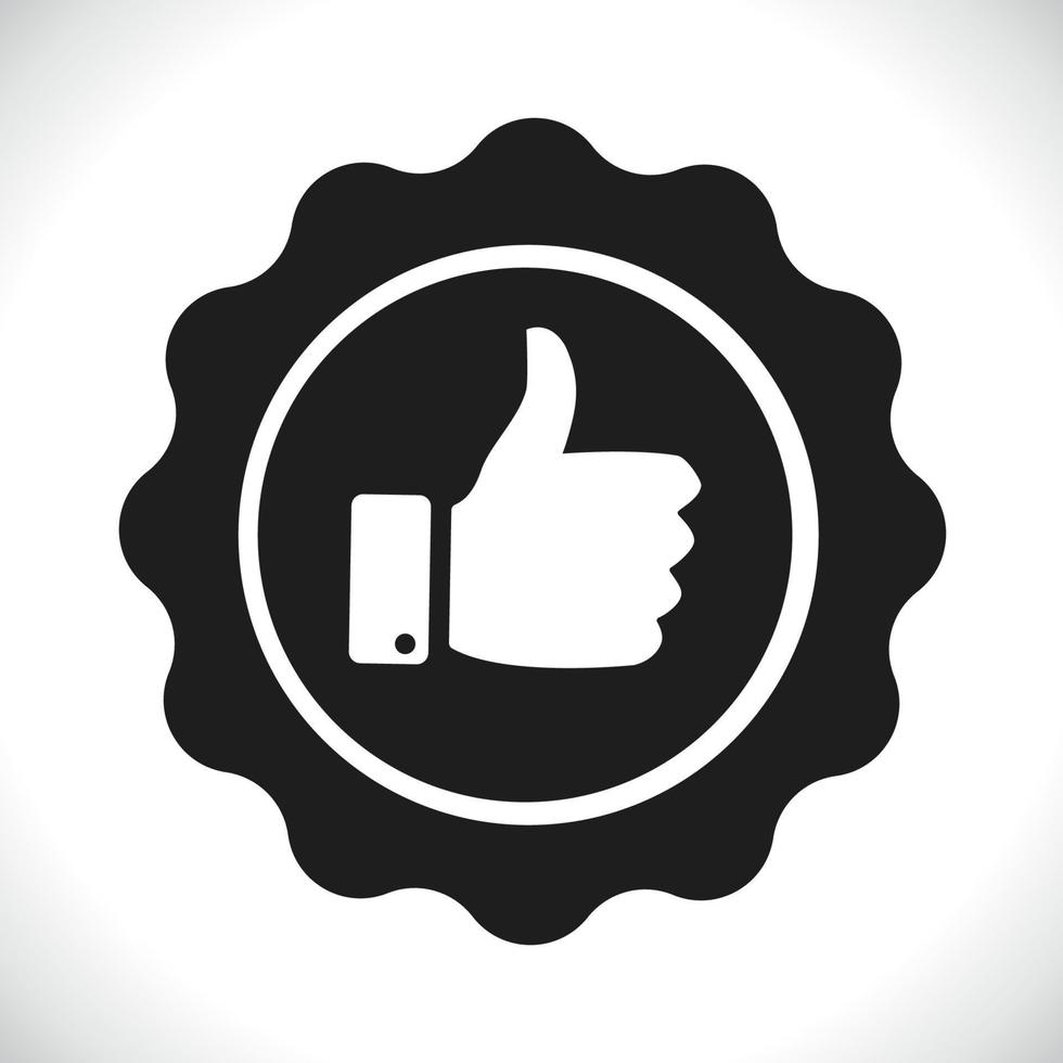 Approved medal or icon Recommend with thumbs up with black and white concept vector