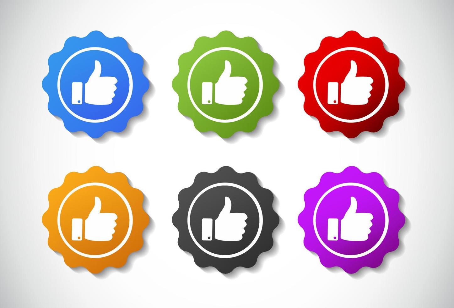 Approved medal collection or icon Recommend with thumbs up with a diverse color concept vector