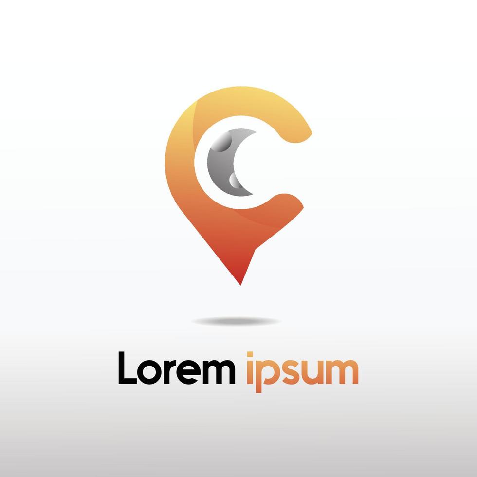 Locate moon Point Logo Design Template vector