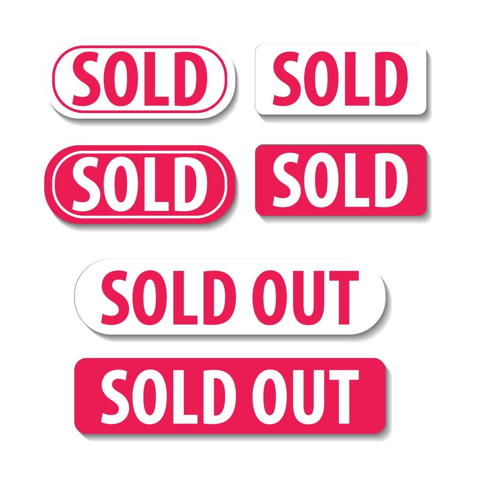 Sold Out Label set in red and white using a square concept vector