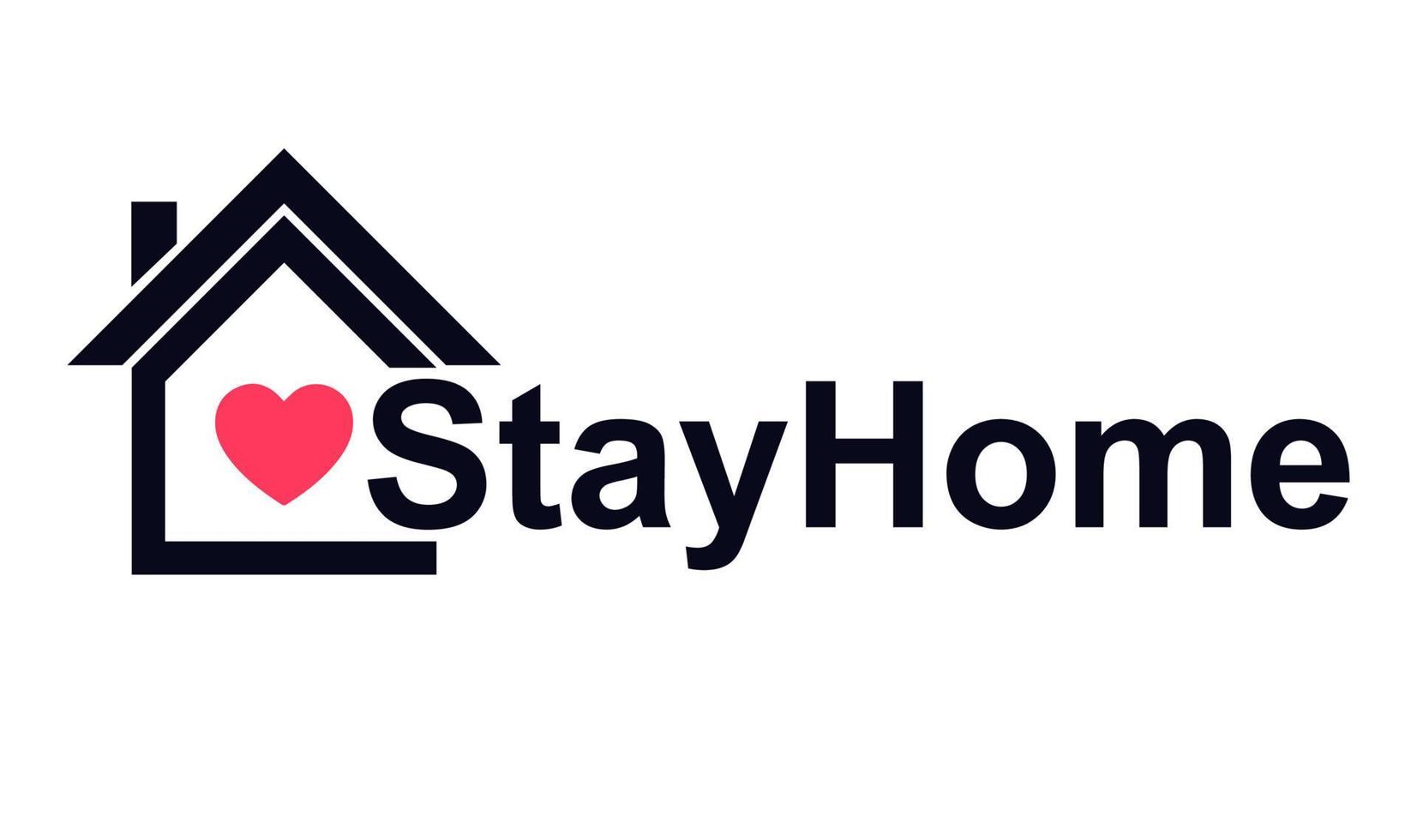 Stay home message with house and heart vector